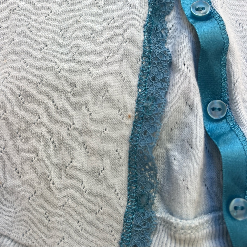 Rare Vintage y2k Hollister Blue Lace-Trim Cardigan top size small - Picture 8 of 9